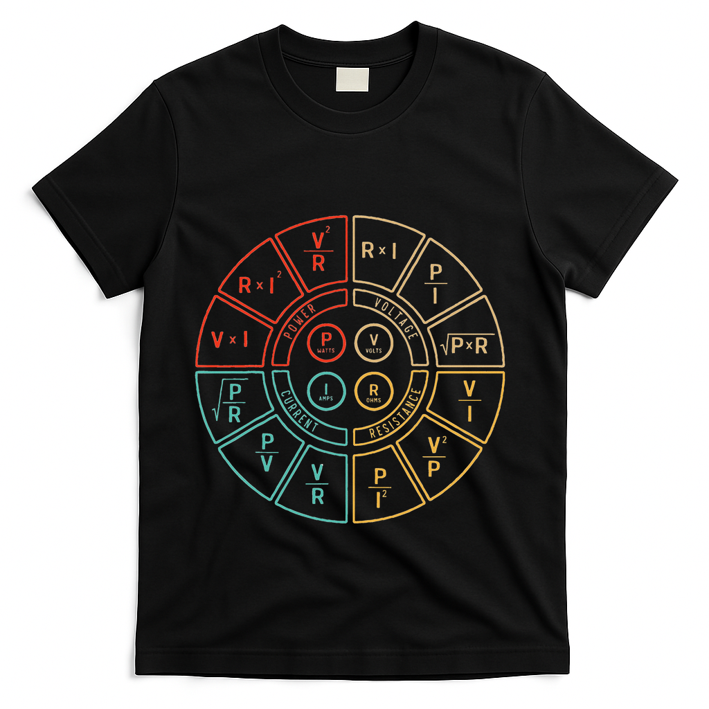 Ohms Law Diagram For Electrical Engineer T-Shirt - Black
