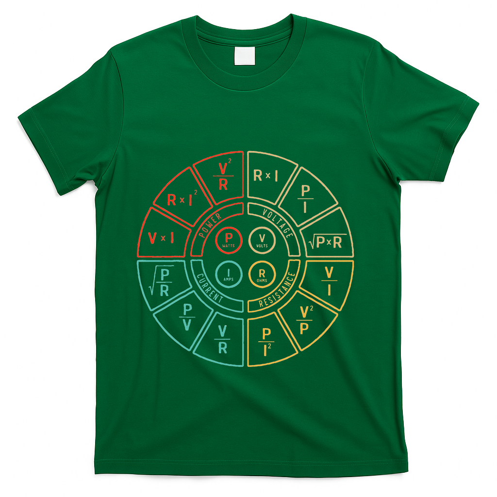 Ohms Law Diagram For Electrical Engineer T-Shirt - Green
