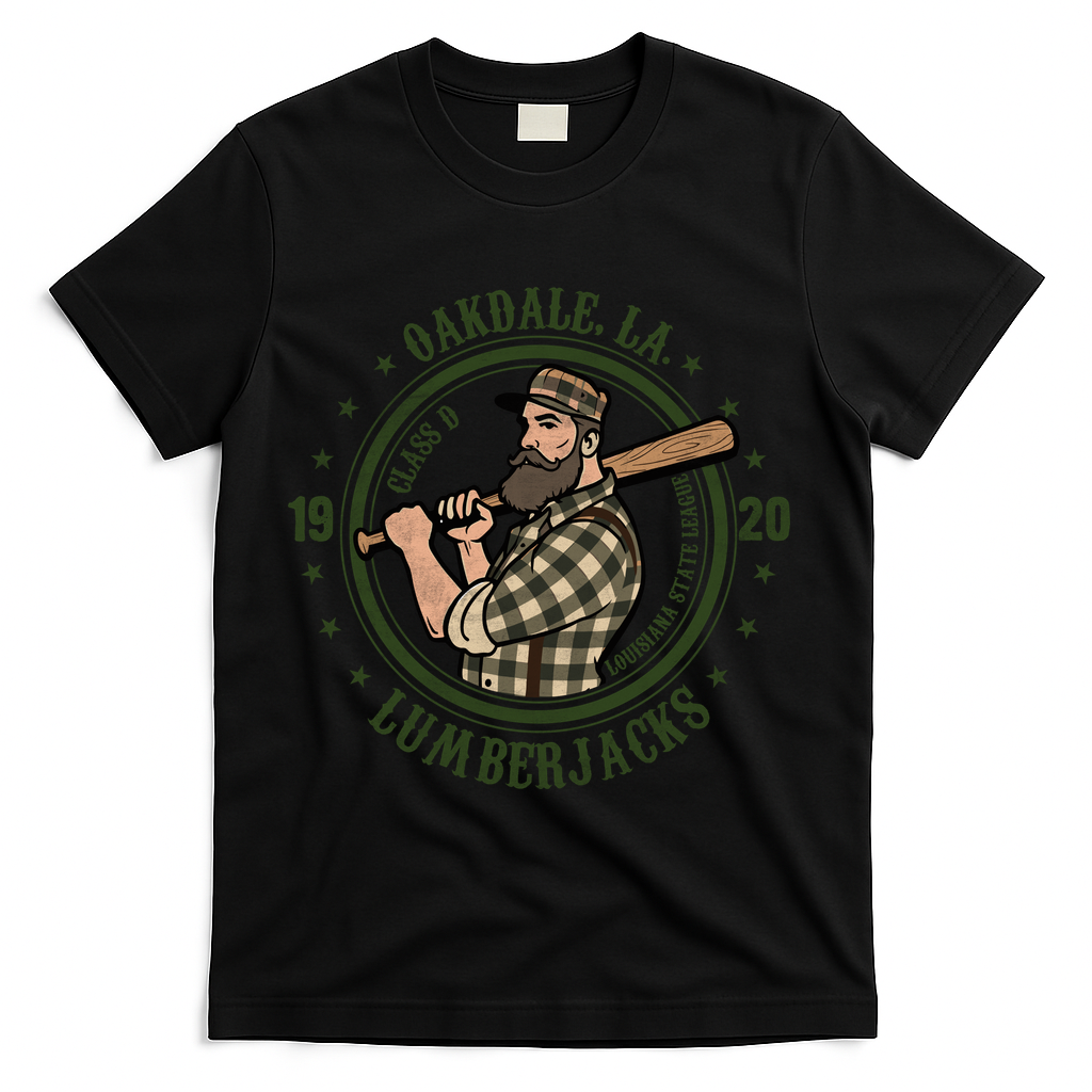 Oakdale Louisiana Lumberjacks Vintage Baseball Team T-Shirt - Black