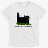 Oh Lawd She Feral Black Cat - White