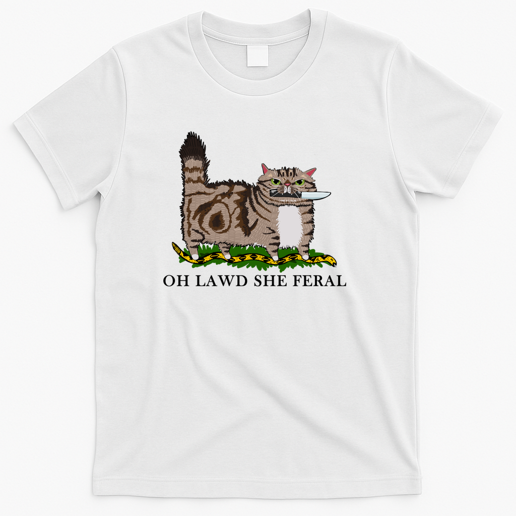 Oh Lawd She Feral Brown Tabby - White