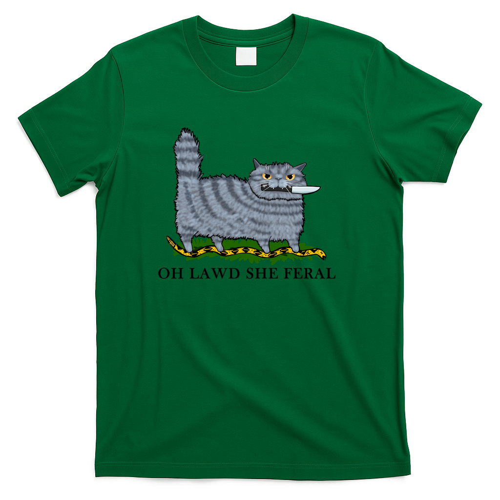 Oh Lawd She Feral Grey Tabby - Green