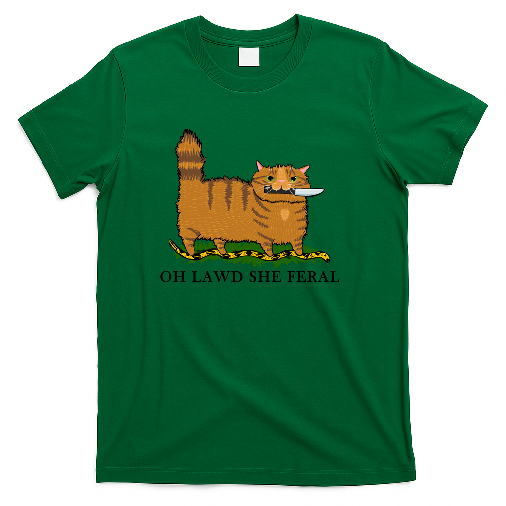 Oh Lawd She Feral Spicy Ginger Cat - Green
