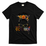 October Messy bun hair october birthday halloween  T-Shirt - Black