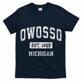 Owosso Michigan Mi Vintage Sports Established Design T-Shirt