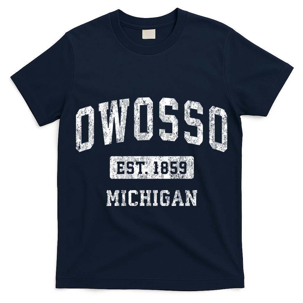 Owosso Michigan Mi Vintage Sports Established Design T-Shirt