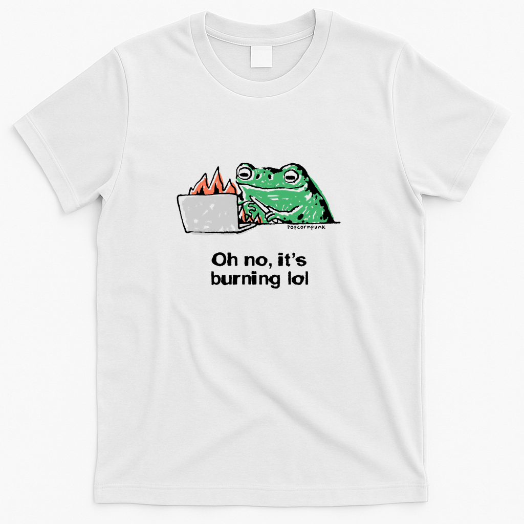Oh no, It's burning LOL frog - White
