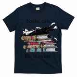 Out Of Print Unisex Literary Books Cats Life Is Sweet Sweatshirt T-Shirt