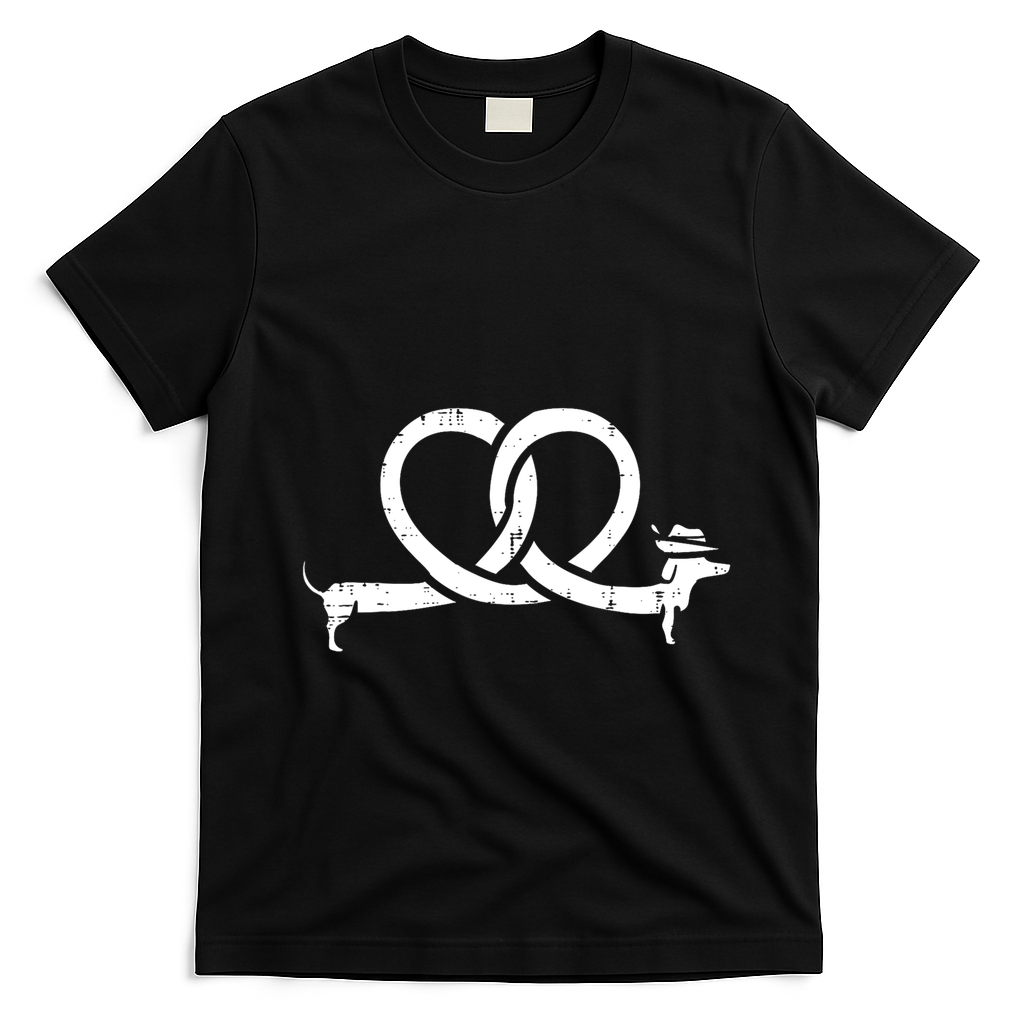 Oktoberfest Pretzel Funny Dachshund Wiener Gift T-Shirt - Black
