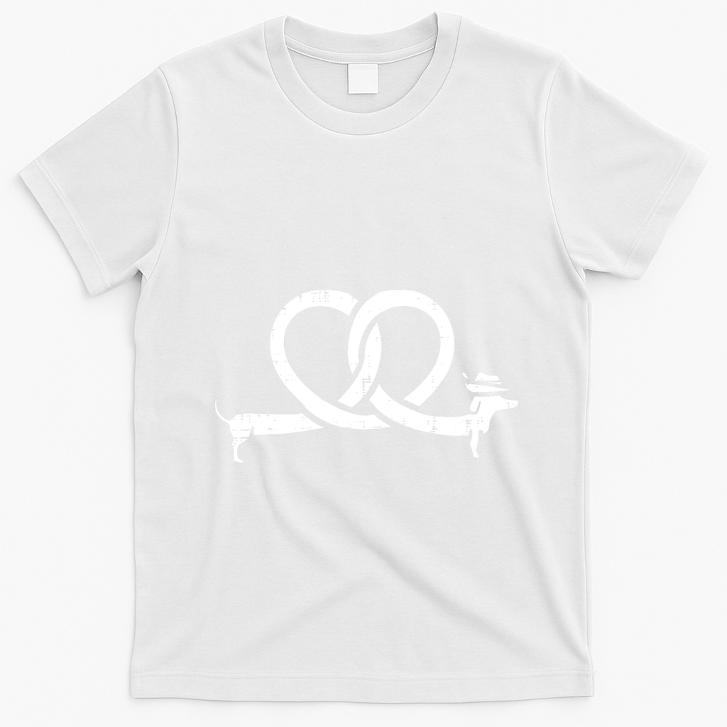 Oktoberfest Pretzel Funny Dachshund Wiener Gift T-Shirt - White