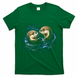 Otters Playing In The Water Fun Wildlife T-Shirt - Irish Green
