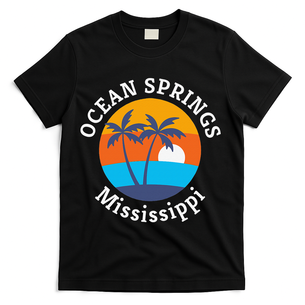 Ocean Springs Beach Mississippi Summer Vacation Souvenir T-Shirt - Black