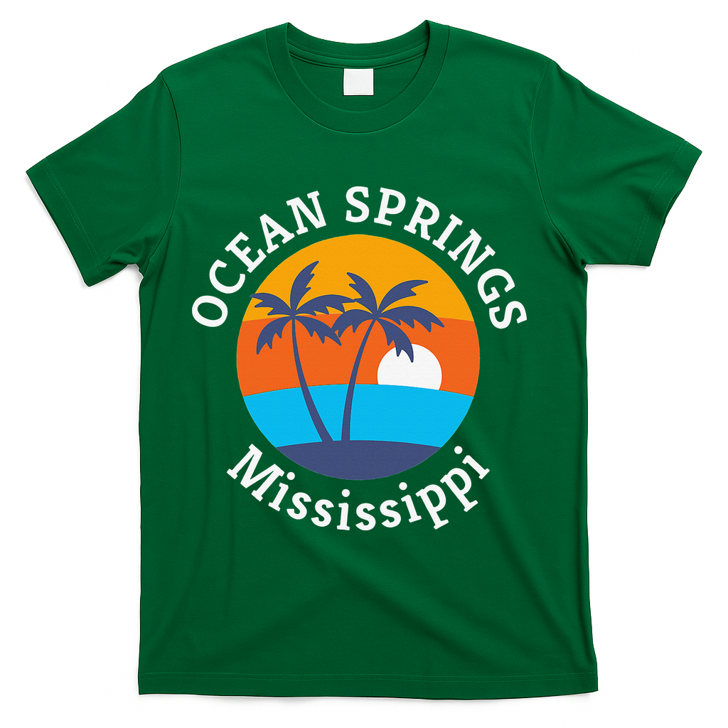 Ocean Springs Beach Mississippi Summer Vacation Souvenir T-Shirt - Green