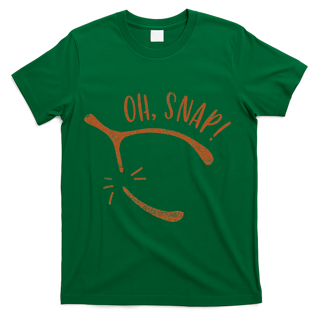 Oh Snap! Funny Turkey Day Print Wishbone Happy Thanksgiving T-Shirt - Green