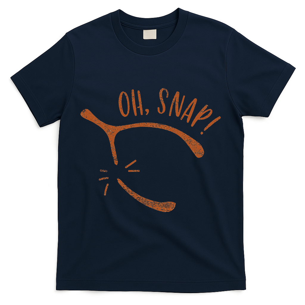 Oh Snap! Funny Turkey Day Print Wishbone Happy Thanksgiving T-Shirt - Navy