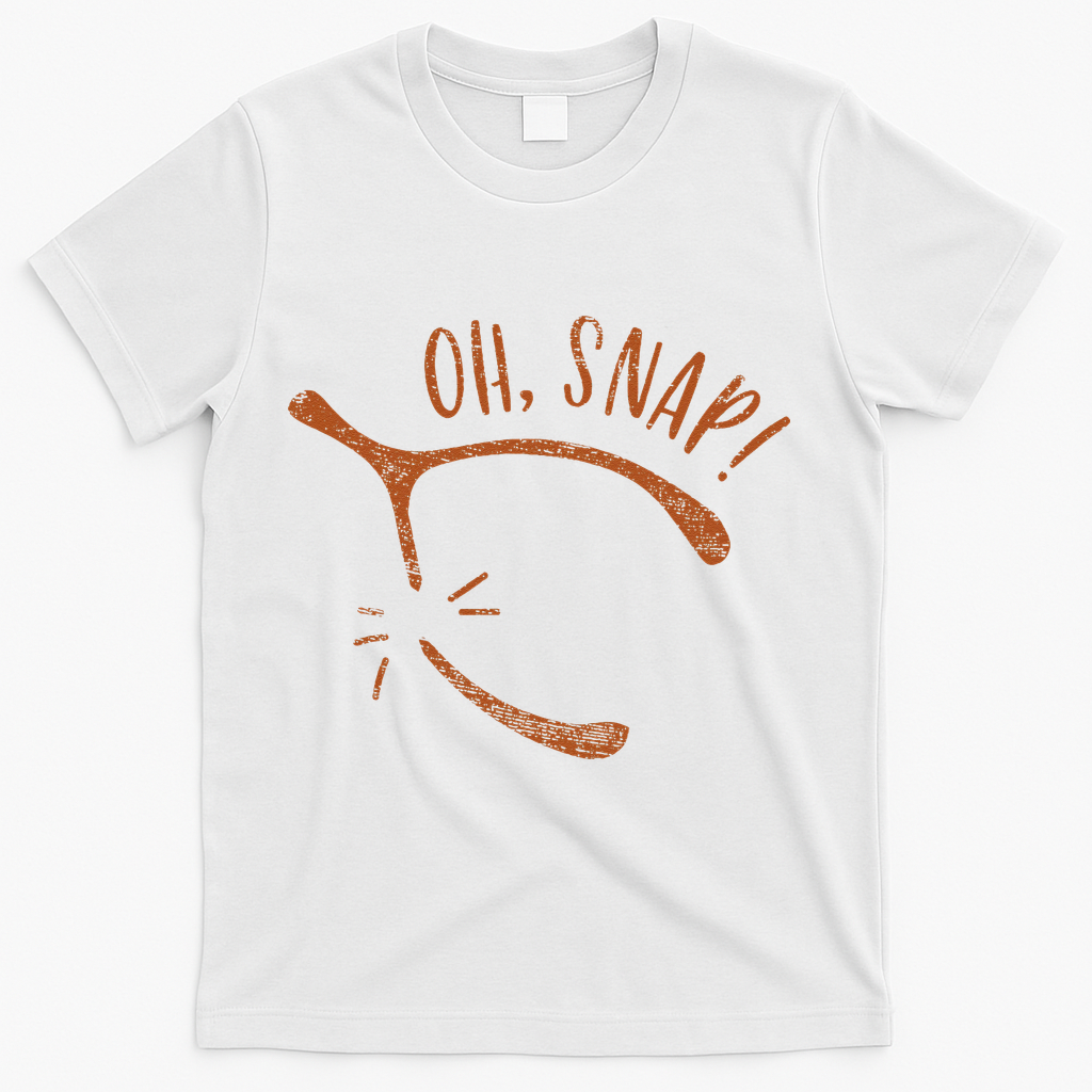 Oh Snap! Funny Turkey Day Print Wishbone Happy Thanksgiving T-Shirt - White