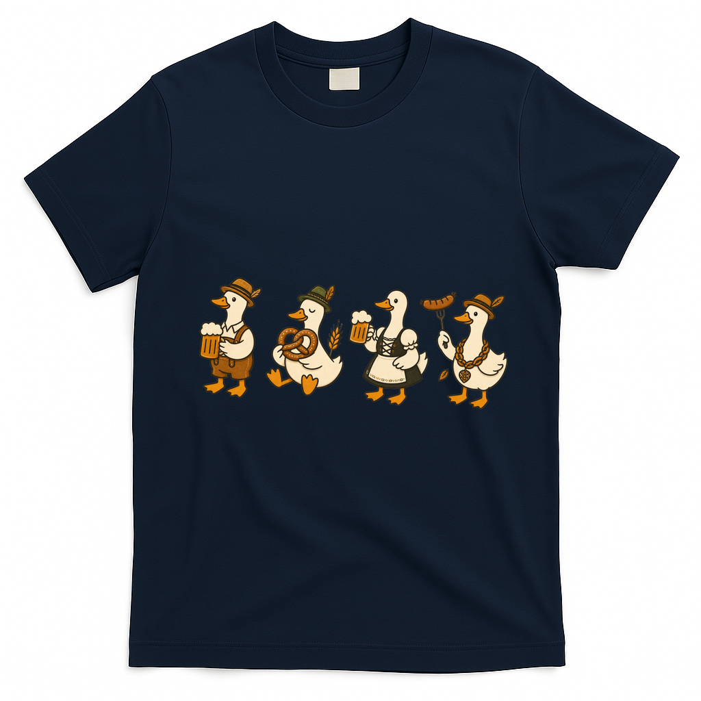 Oktoberfest Silly Goose German Octoberfest Beer Drinking Festival T-Shirt - Navy Blue