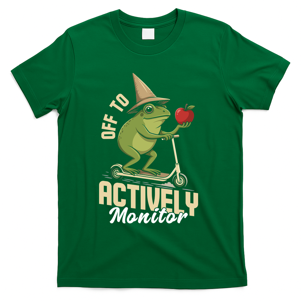 Off To Actively Monitor Frog Teacher Test Day T-Shirt - Green
