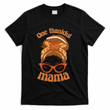 One Thankful Mama Autumn Festive Hair Bun T-Shirt - Black