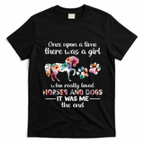 Once Upon A Time There Was Girl Who Loved Horse And Dog T-Shirt - Black