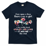 Once Upon A Time There Was Girl Who Loved Horse And Dog T-Shirt - Navy Blue