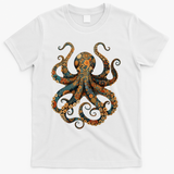 Octopus Vintage Floral Patterns Ocean T-Shirt - White
