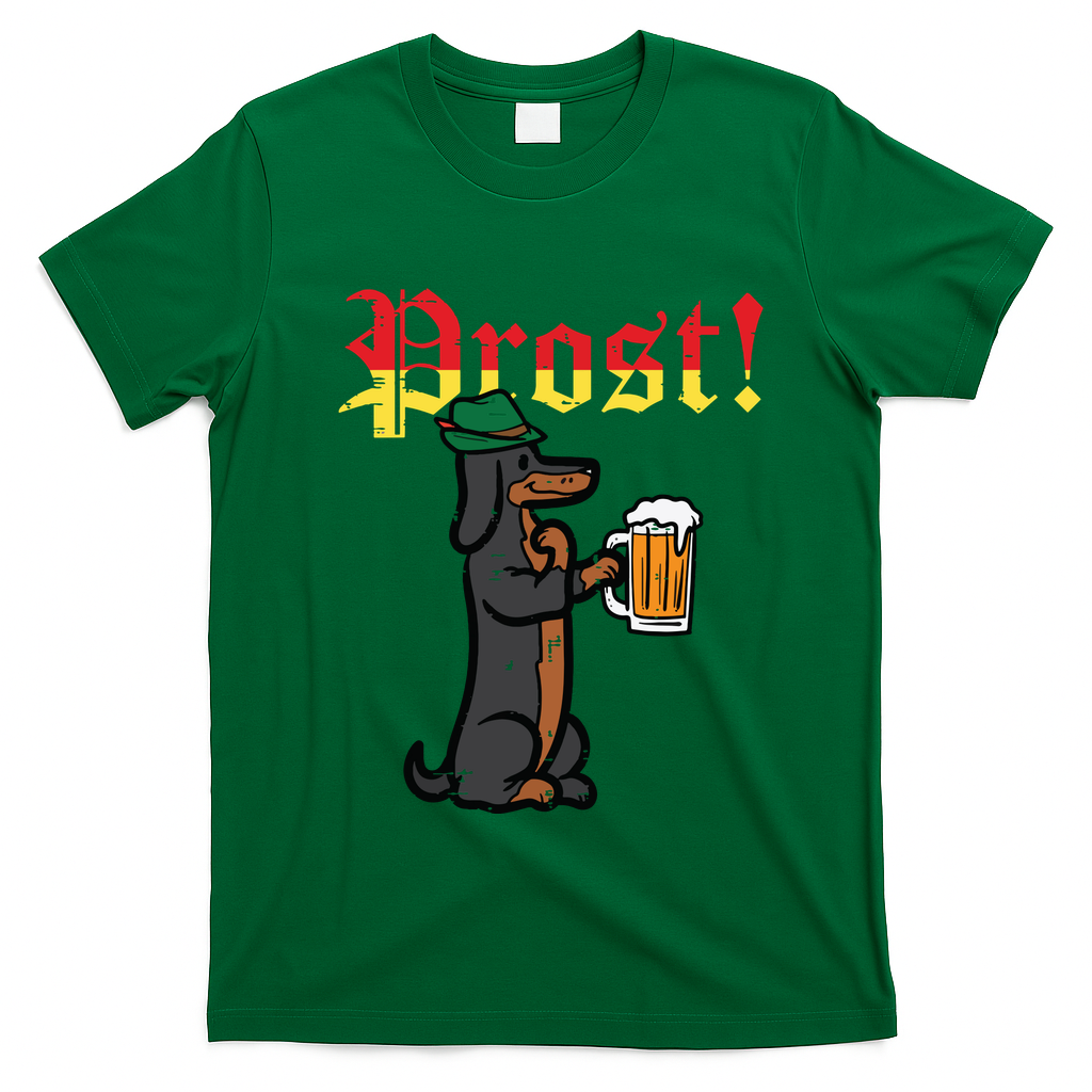 Oktoberfest Wiener Dog Prost German Costume T-Shirt - Irish Green