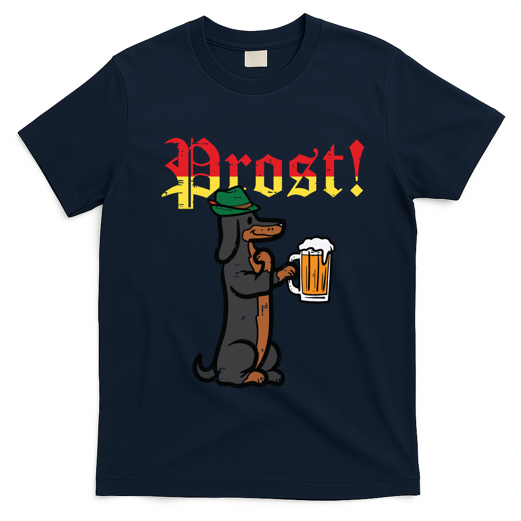 Oktoberfest Wiener Dog Prost German Costume T-Shirt - Navy Blue