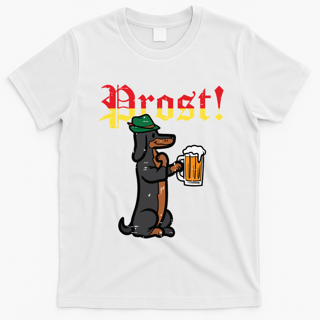 Oktoberfest Wiener Dog Prost German Costume T-Shirt - White