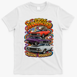 Psychedelic 2026 Woodward Cruising 1970s Muscle Cars T-Shirt - White