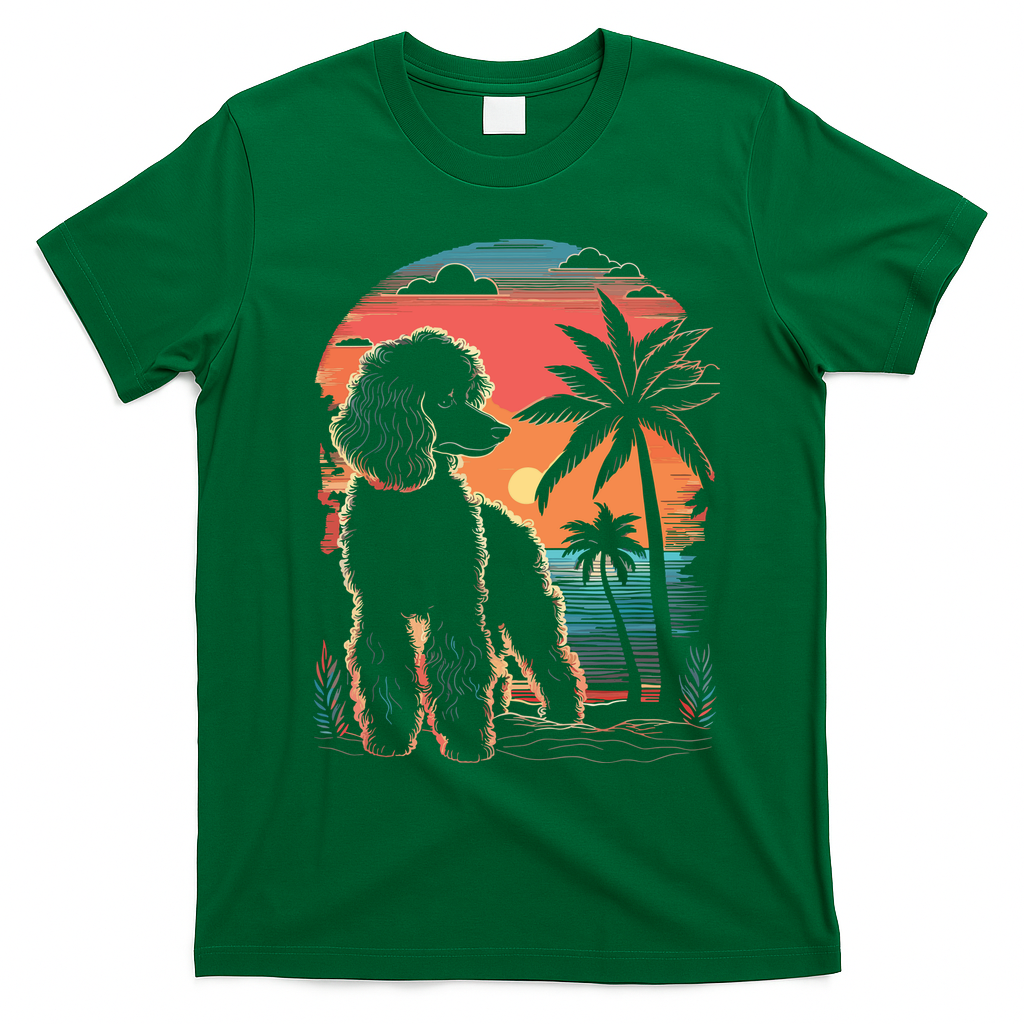 Poodle 80s Sunset Vintage Retro Style T-Shirt - Irish Green