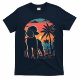 Poodle 80s Sunset Vintage Retro Style T-Shirt - Navy Blue