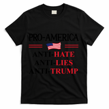 Pro America Anti Trump Hate Lies Resist Sign Anti Trump Flag T-Shirt - Black