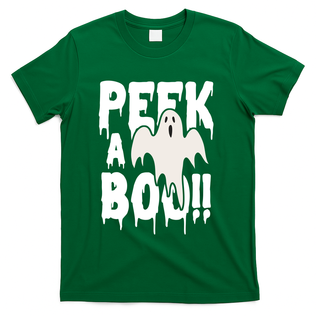 Peek A Boo Halloween Ghost T-Shirt - Green