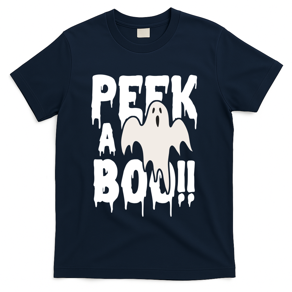 Peek A Boo Halloween Ghost T-Shirt - Navy