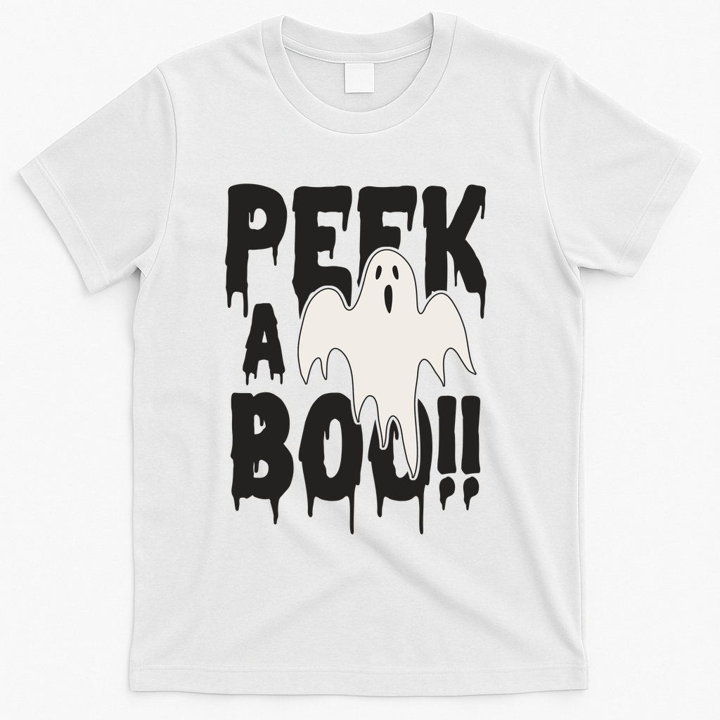 Peek A Boo Halloween Ghost T-Shirt - White