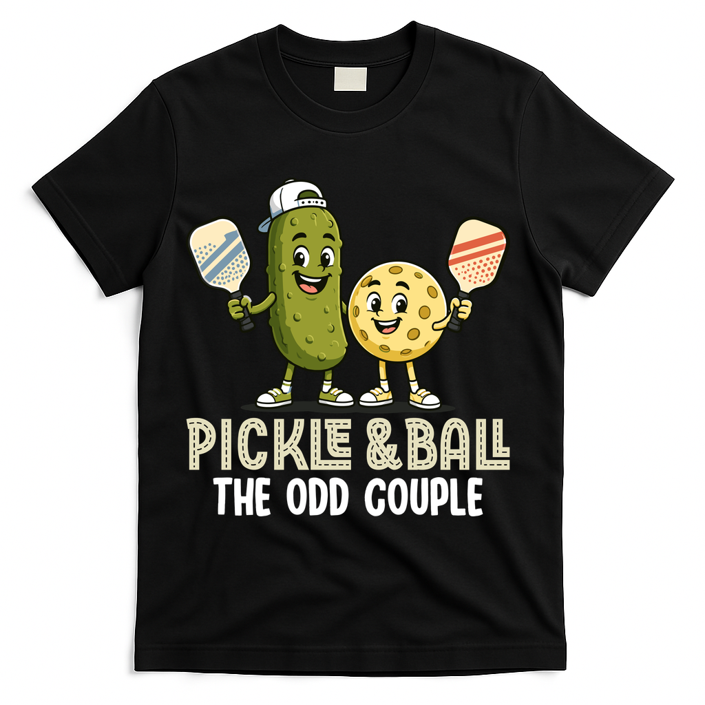 Pickle And Ball The Odd Couple Pickleball Matching T-Shirt - Black