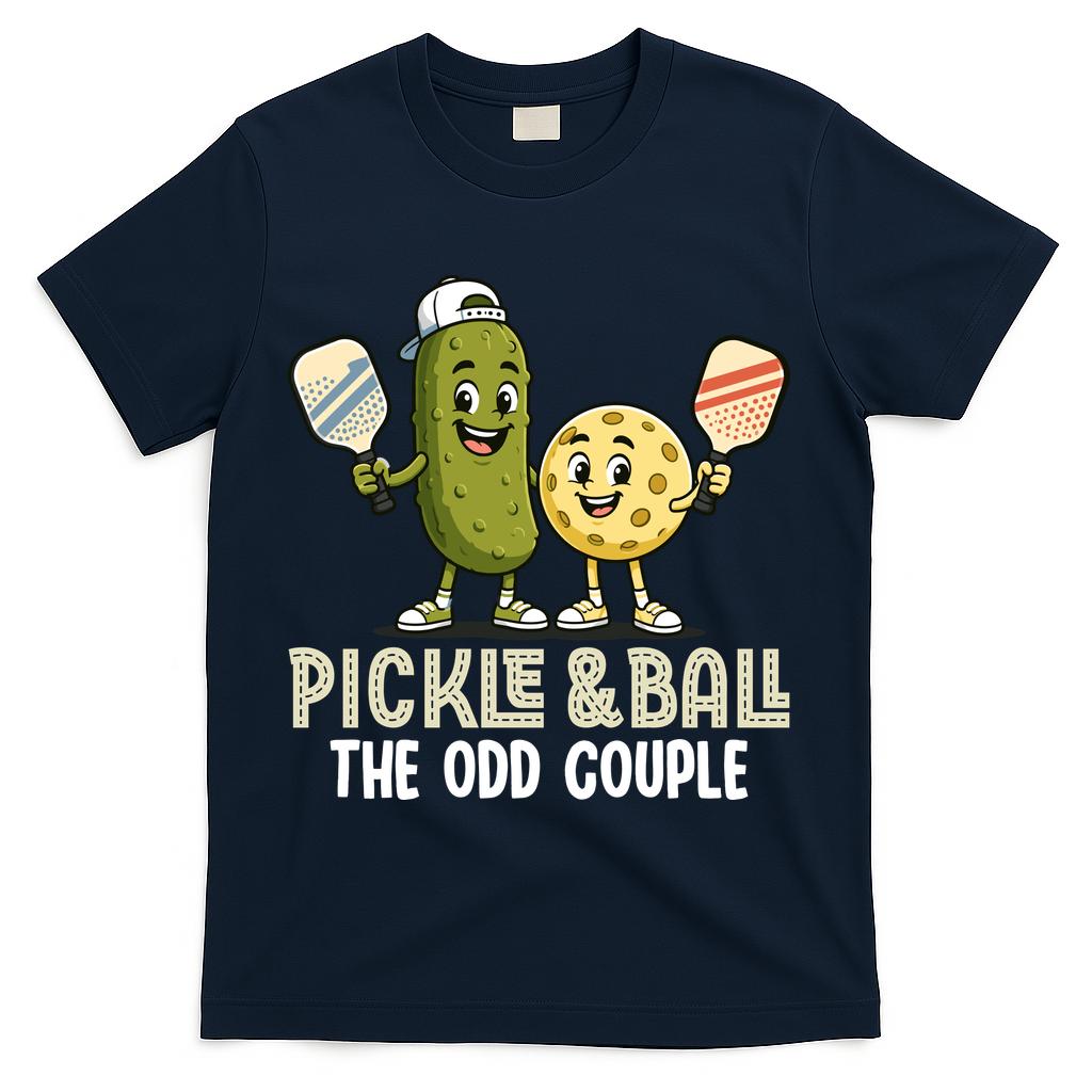 Pickle And Ball The Odd Couple Pickleball Matching T-Shirt - Navy
