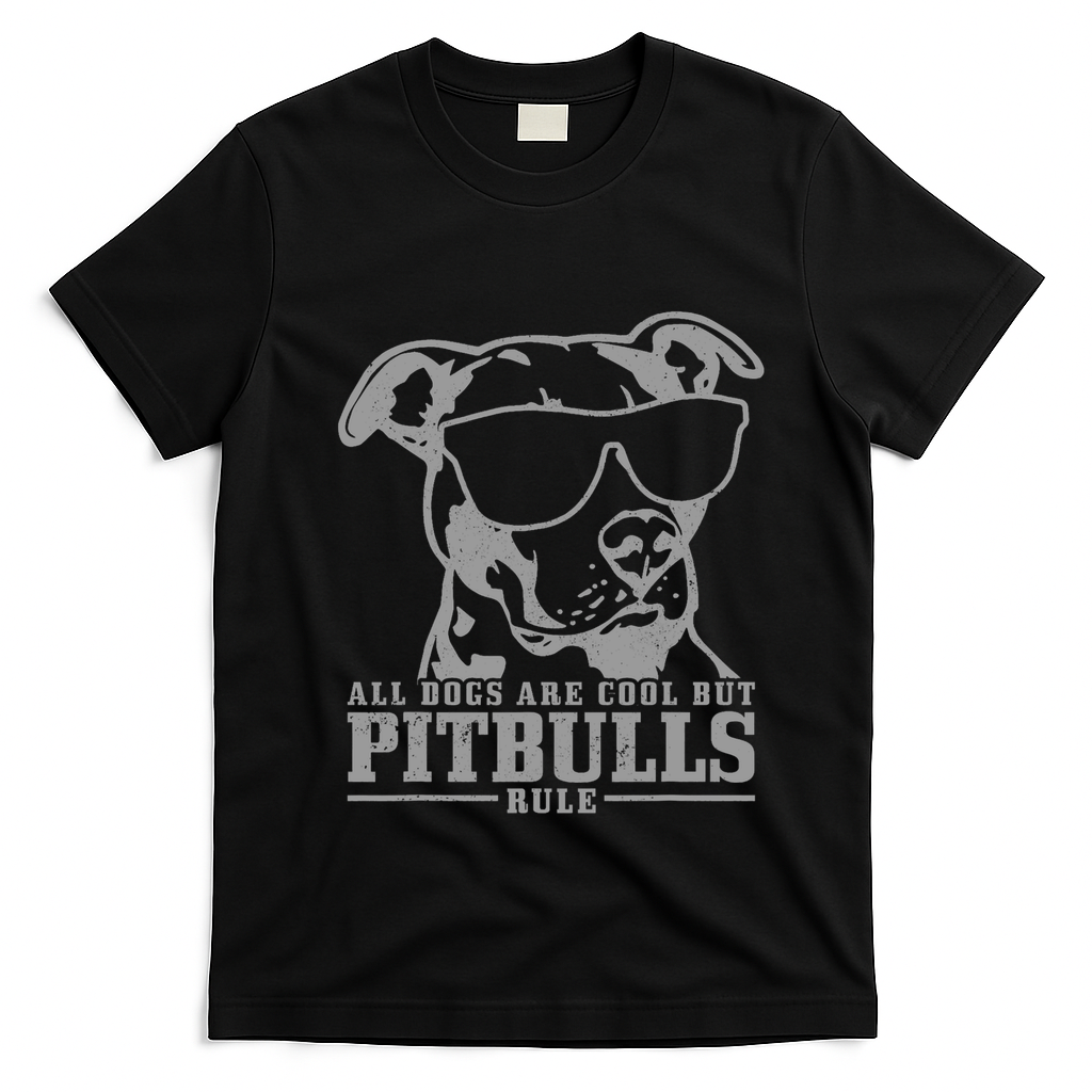 Pitbull All Dogs Are Cool Pitbulls Rule Funny Pitbull T-Shirt - Black