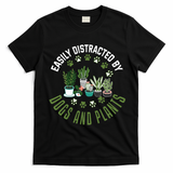 Plants And Dogs Funny Plant Lover Dog Lover Plant T-Shirt - Black