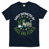 Plants And Dogs Funny Plant Lover Dog Lover Plant T-Shirt - Navy Blue