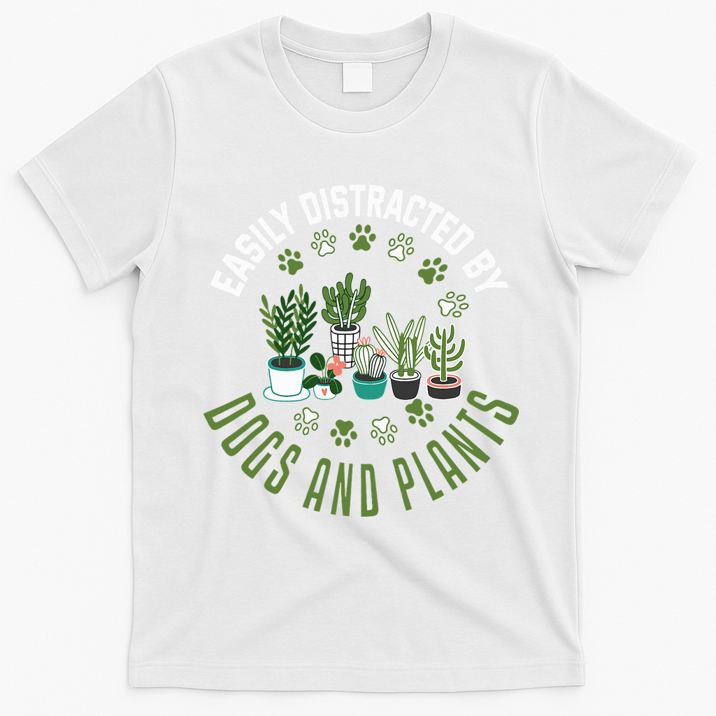 Plants And Dogs Funny Plant Lover Dog Lover Plant T-Shirt - White