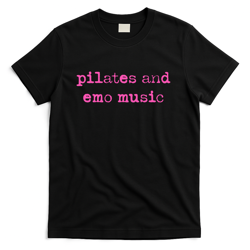 Pilates and Emo Music Grunge Typography Pink - Black