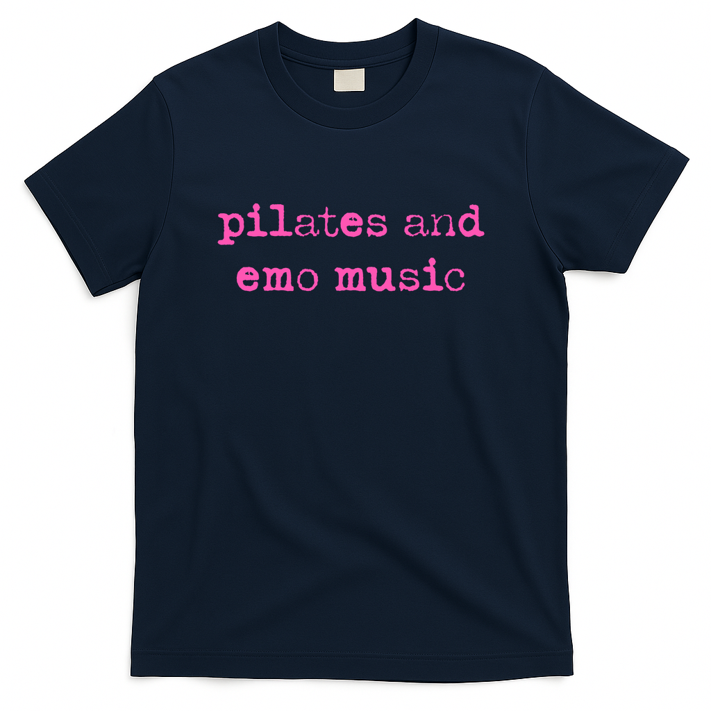 Pilates and Emo Music Grunge Typography Pink - Navy
