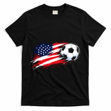 Patriotic American Flag Soccer USA Ball T-Shirt - Black