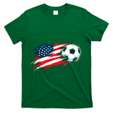 Patriotic American Flag Soccer USA Ball T-Shirt - Green