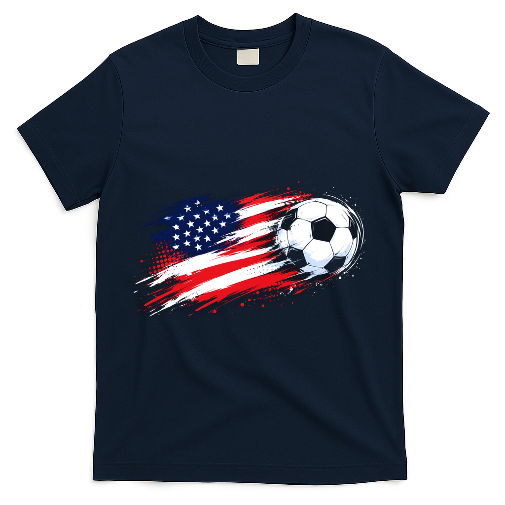 Patriotic American Flag Soccer USA Ball T-Shirt - Navy