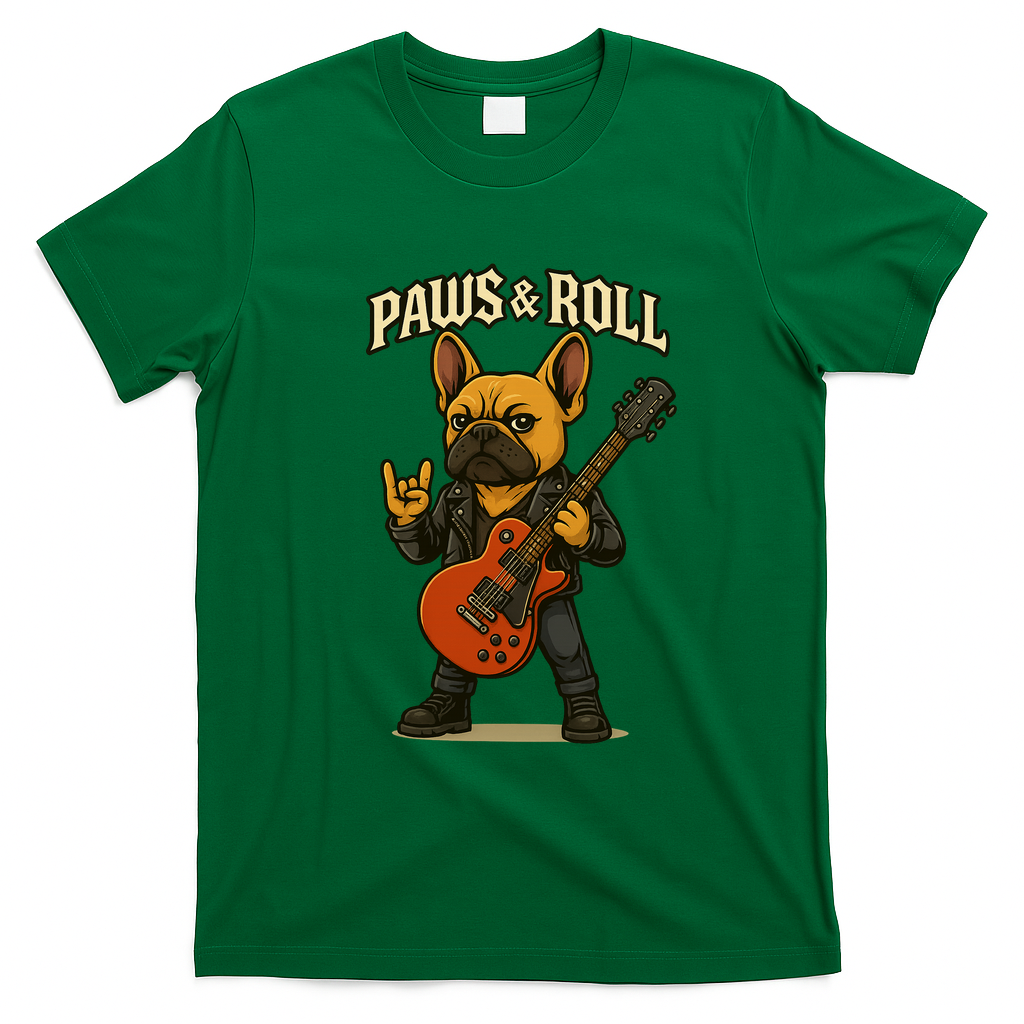 Paws And Roll French Bulldog Funny T-Shirt - Irish Green