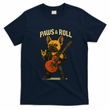 Paws And Roll French Bulldog Funny T-Shirt - Navy Blue