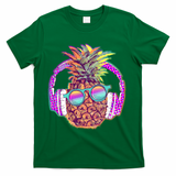 Pop Art Summer Time Headphones Pineapple T-Shirt - Green